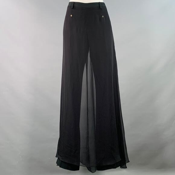 GIVENCHY Size 8 Black Acetate Blend Silk Double Layer Dress Pants - Picture 1 of 8